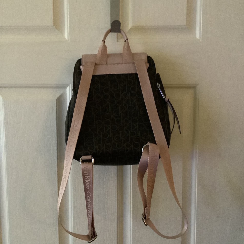 Calvin Klein Brand backpack purse, brown/beige. - Picture 6 of 12